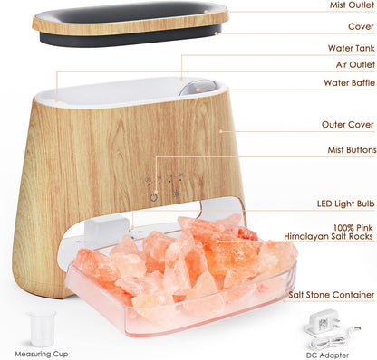 SALKING 2-in-1 Ultrasonic Essential Oil Diffuser & Himalayan Salt Lamp, Aromatherapy Diffuser Cool Mist Humidifier with 3 Brightness, Salt Therapy Lamp, 100% Pure Himalayan Salt Rock, 150ml (Marble)