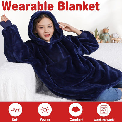 Waitu Wearable Blanket Sweatshirt Gifts for Women and Men, Warm and Cozy Giant Blanket Hoodie, Thick Flannel Blanket with Sleeves and Giant Pocket - Dark Gray