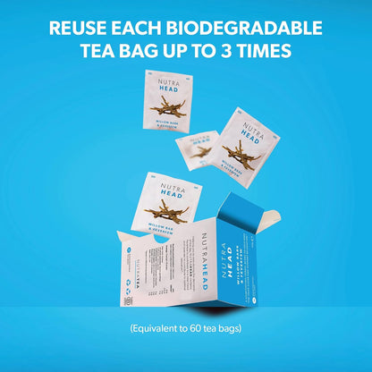 NUTRAHEAD - Migraine Relief Tea | Headache Relief Tea - For Migraine & Tension Headache Relief - Includes Feverfew, Willow Bark & Rhodiola - 20 Enveloped Tea Bags - by Nutra Tea - Herbal Tea