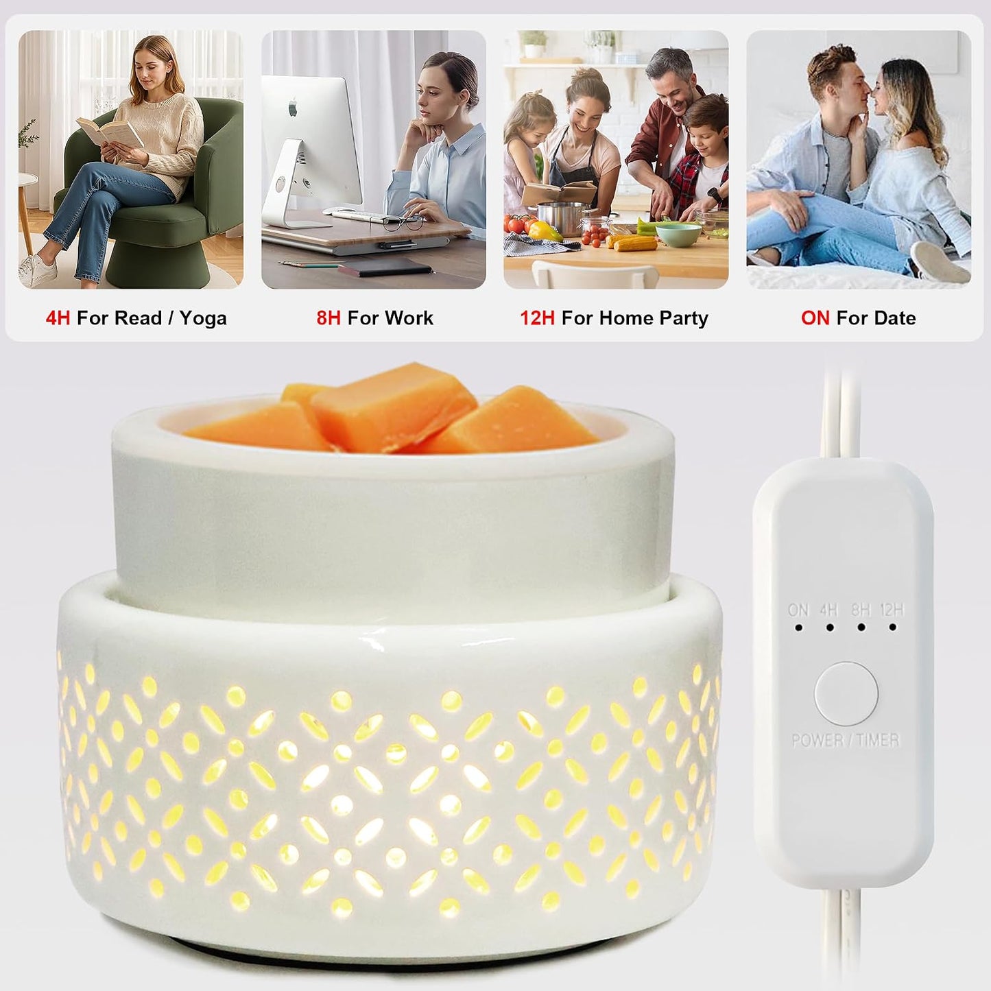 VICTORIA AROMA Ceramic Wax Melt Warmer - LED Night Light Candle Wax Warmer for Scented Wax, Electric Fragrance Wax Melter for Home, Office, Bedroom Decor, and Gifts