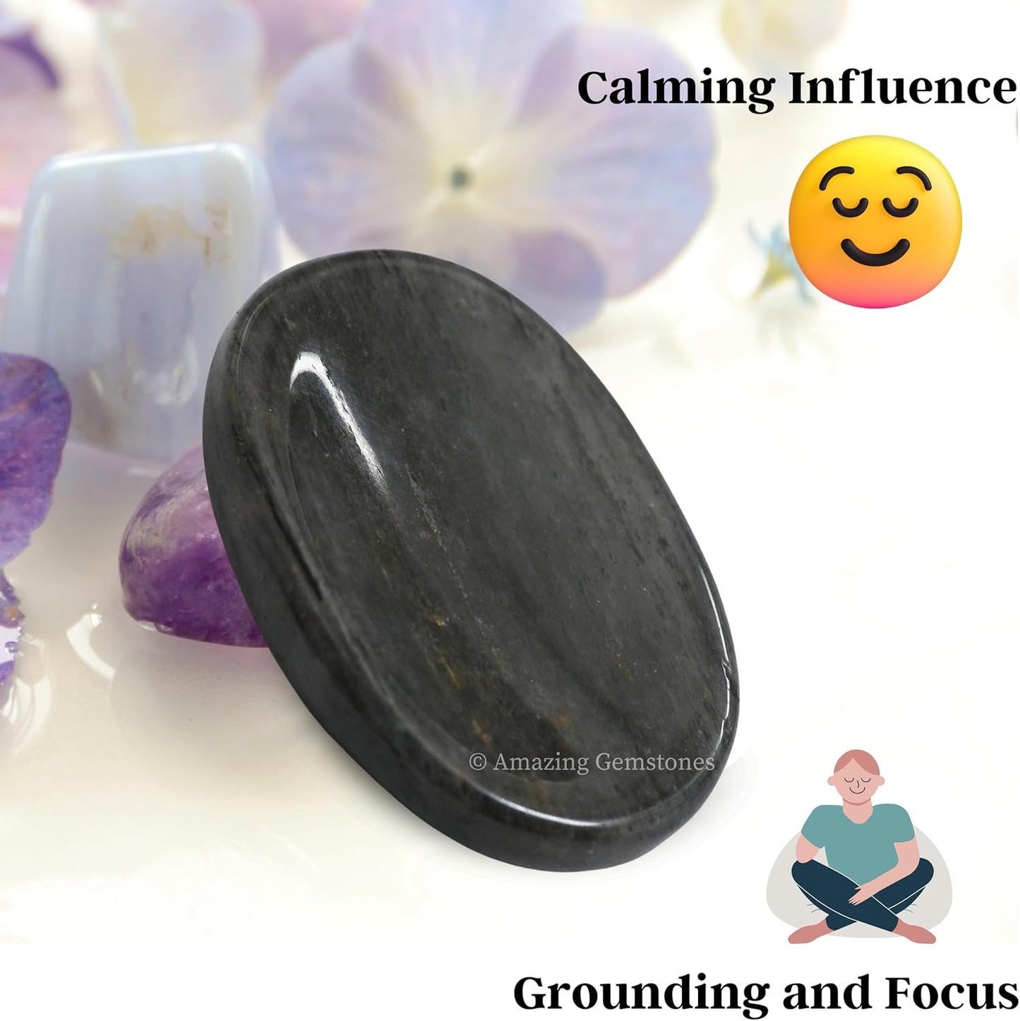 Amazing Gemstone Labradorite Thumb Worry Stone, Anxiety Stone, Healing Crystals - Piedra Crystal Fidget for Gift, Meditation, Calming, Relaxation, Stress Relief - Colors A