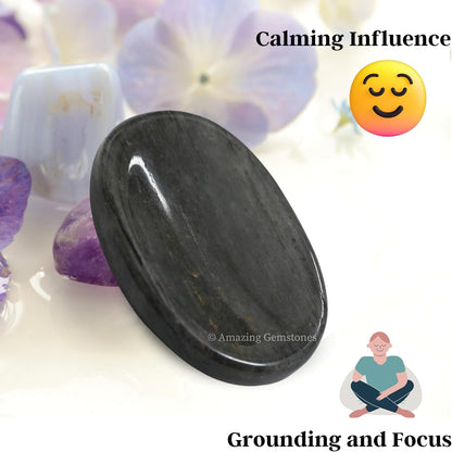 Amazing Gemstone Labradorite Thumb Worry Stone, Anxiety Stone, Healing Crystals - Piedra Crystal Fidget for Gift, Meditation, Calming, Relaxation, Stress Relief - Colors A