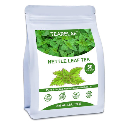 TEARELAE Nettle Leaf Tea, 50 Herbal Tea Bags, Earthy Herb Aroma