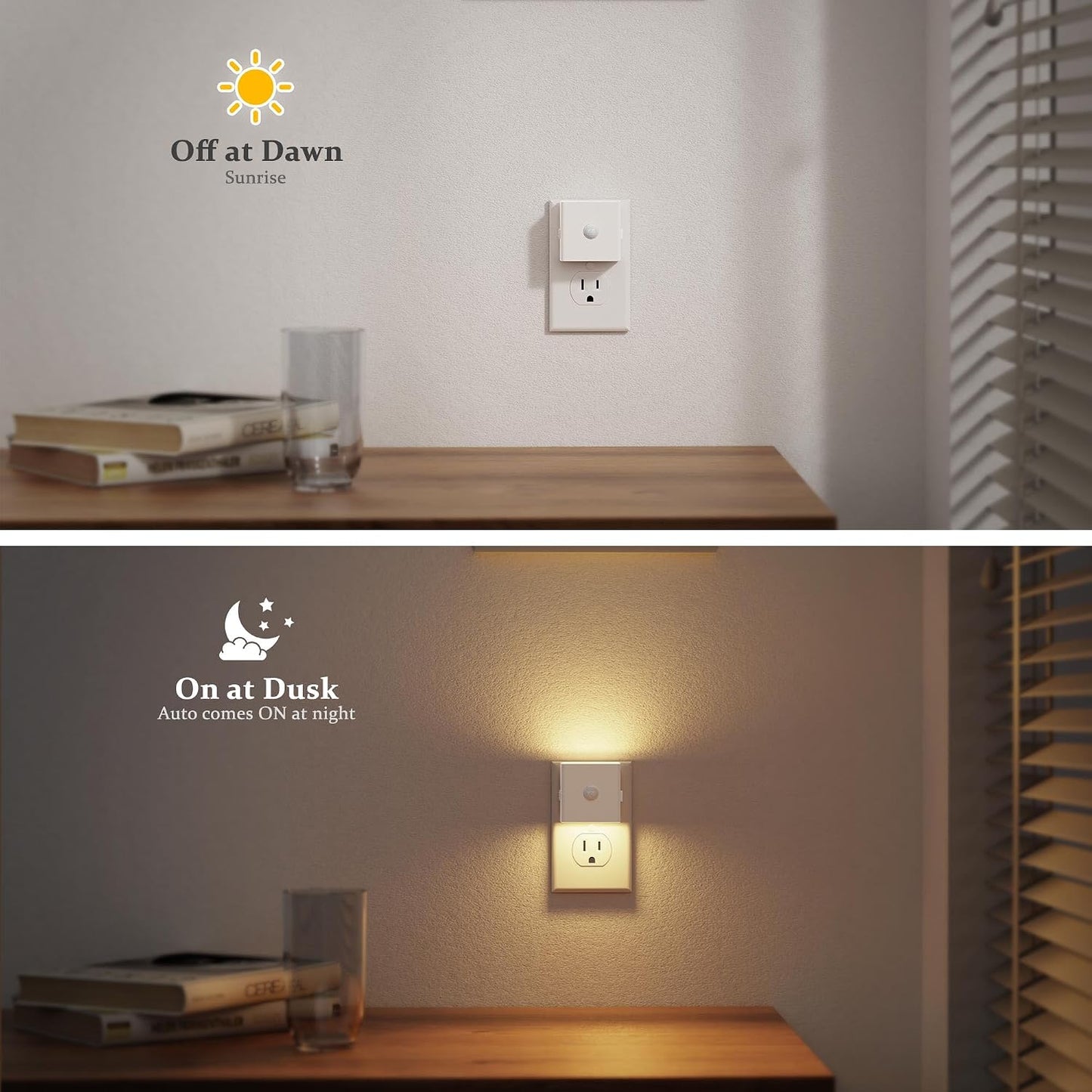 JandCase Night Light, Modern Night Lights Plug into Wall,2 Pack Dusk to Dawn Sensor Nightlight, Amber Brightness Adjustable Nightlight for Kids Bathroom Hallway Kitchen Bedroom Decor