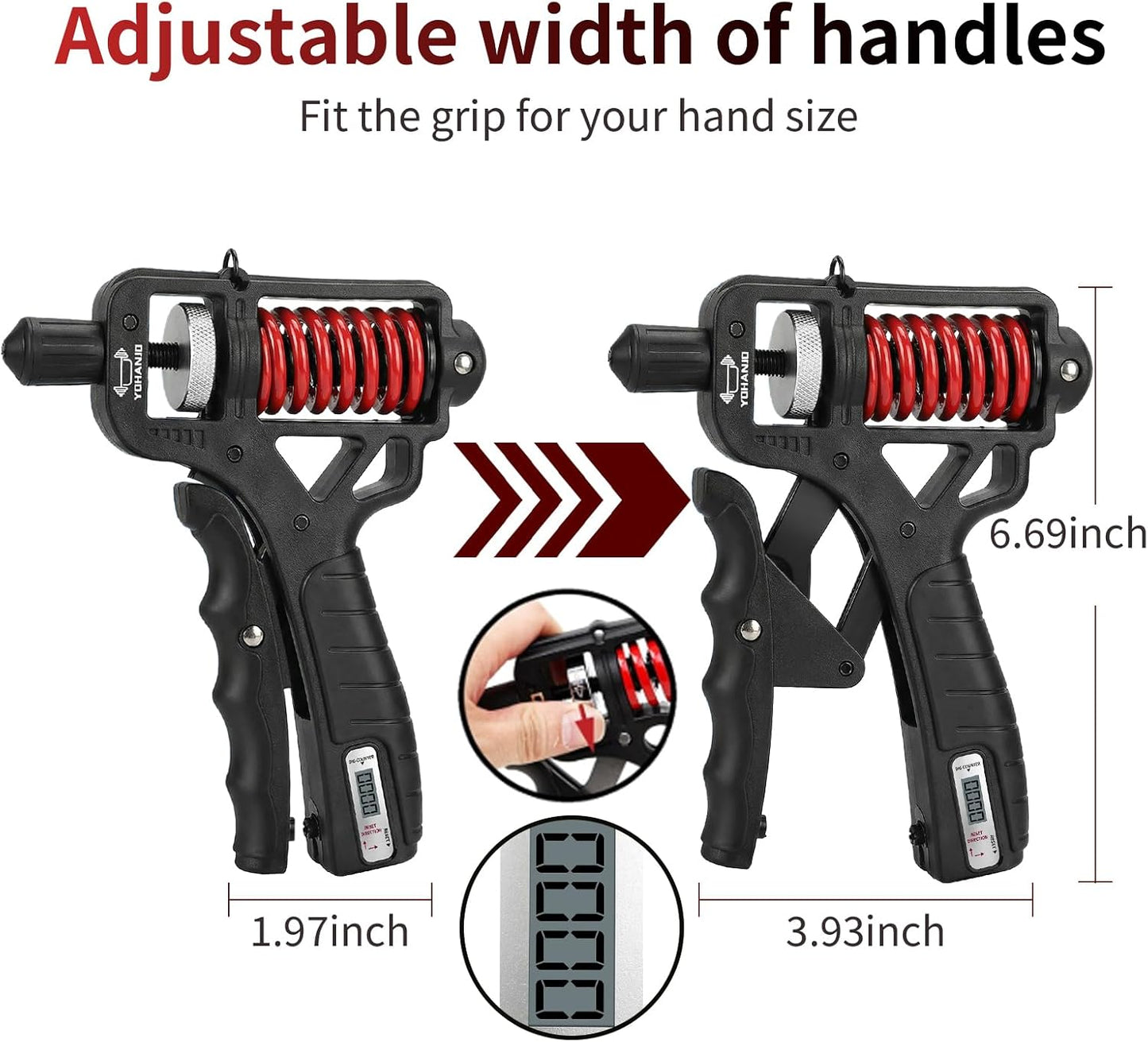 Adjustable 11-350 Lbs, Grip Strength Trainer, Forearm Hand Exerciser for Strength with Digital Counter, Hand Gripper Strengthener for Athletes Muscle Building Hand Treatment Strength Recovery.