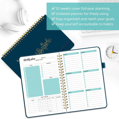 Taja Undated Weekly Planner, To Do List Notebook with Habit Tracker, A5