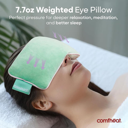 Unscented Weighted Eye Pillow for Yoga, Microwavable Moist Heat Eye Compress Mask with Washable Cover for Relaxation, Sleeping, Meditation, Yoga, Spa, Migraine Relief
