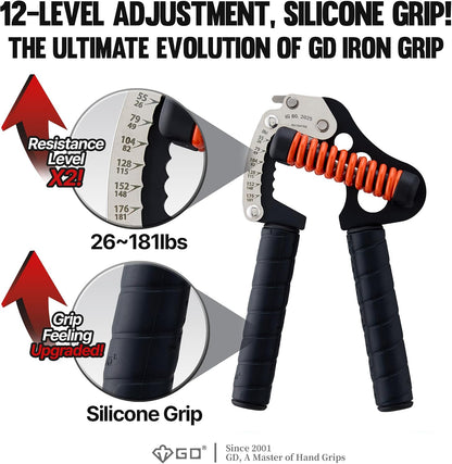 GD IRON GRIP Grip Strength Trainer Adjustable Hand Gripper Strengthener Hand Grip Exerciser Wrist Strengtheners Silent & Durable – Forearm, Finger & Hand Strength Training for Athletes, Climbers & Rehabilitation