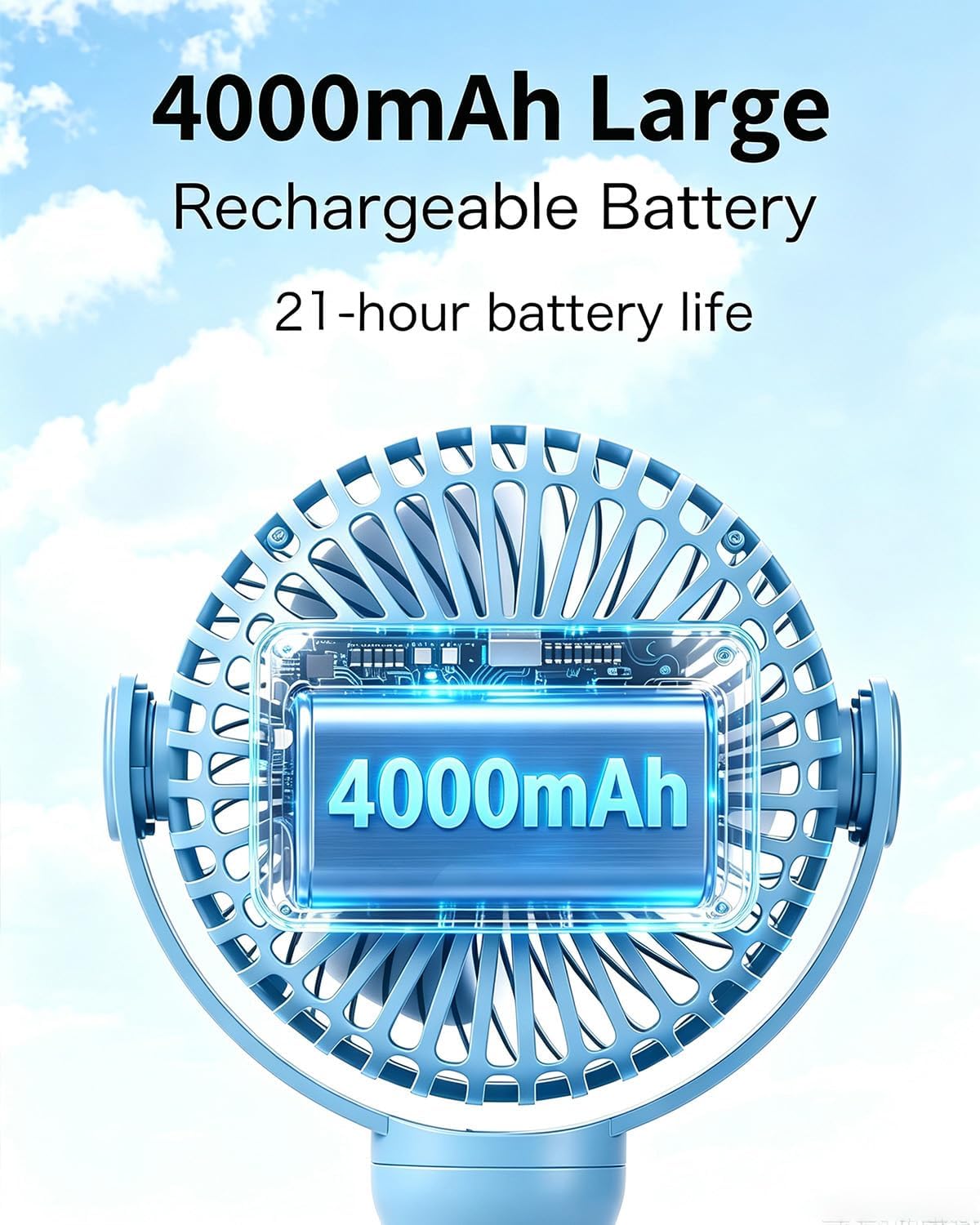 funbliss Portable Stroller Fan,4000mAh Rechargeable