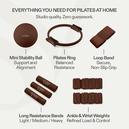Signature Pilates Set - Complete Pilates Kit with Ring, Ball, Wrist and Ankle Weights & Resistance Bands for Home or Studio Workouts