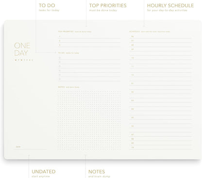 Daily Planner Notepad, A4, 52 Sheets, Undated,Time Blocking,Hourly Schedule