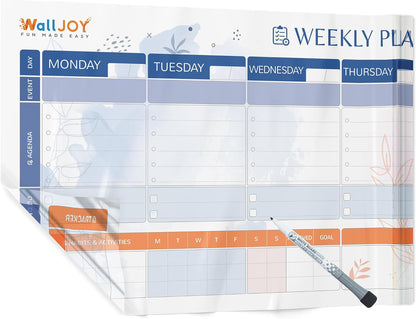 Dry Erase Weekly Calendar, 39.4x16" Weekly Dry Erase Board for Wall