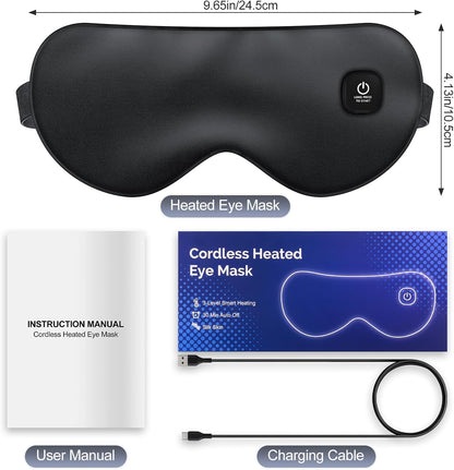 Cordless Heated Eye Mask for Dry Eyes, Rechargeable Heat Sleep Mask, Grey