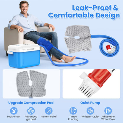 ONLYCARE Ice Machine for Knee After Surgery, Portable Cold Therapy Machine, Program Timer Knee Ice Cryotherapy Machine with Quiet Pump, Cold Compress Pad for Ankle, Arm Joints, Sports Injuries