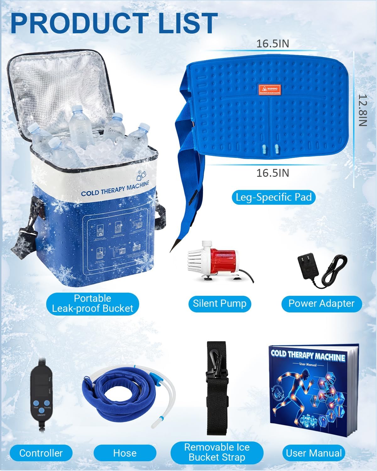 Cold Therapy Machine for Elbow, Ice Machine for Tennis Elbow&Post-Surgery Recovery, Cryotherapy Device with Temp Display & 3 Flow Modes, Adjustable Elbow Wrap for Arthritis, Bursitis, Swelling Relief