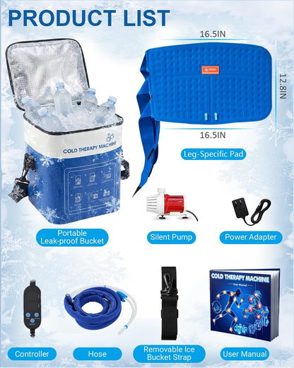 Cold Therapy Machine for Elbow, Ice Machine for Tennis Elbow&Post-Surgery Recovery, Cryotherapy Device with Temp Display & 3 Flow Modes, Adjustable Elbow Wrap for Arthritis, Bursitis, Swelling Relief