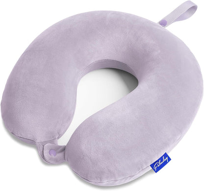 Travel Pillow Memory Foam for Airplanes - Neck Pillow for Traveling, Car, Home, Flight Pillow for Sleeping with Attachable Snap Strap Soft Washable Cover, Provide Head Neck Support Rest, Dark Gray