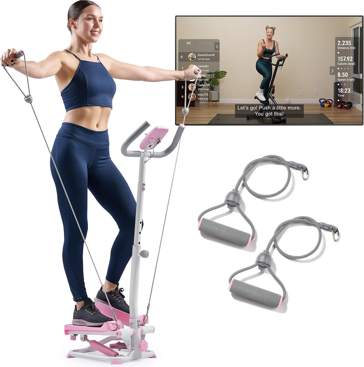 Sunny Health & Fitness Smart Stair Stepper w/Handlebar & Resistance Bands