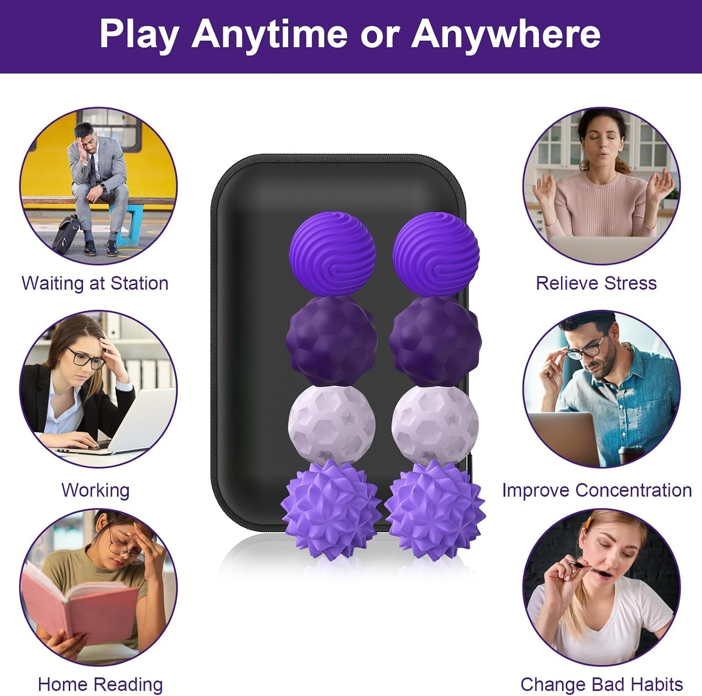 BUSOHA Silicone Fidget Balls - 4 Pack Fidget Toys Adults Sensory Toys Stress Balls for Adults Teens Gifts for Calming,Autism and ADHD Office