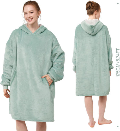 LetsFunny Blanket Hoodie,Oversized Wearable Sherpa Fleece Blanket Sweatshirt,Super Soft Warm Cozy with Giant Pocket,Gifts for Women Men Adults Teenagers, One Size Fits All