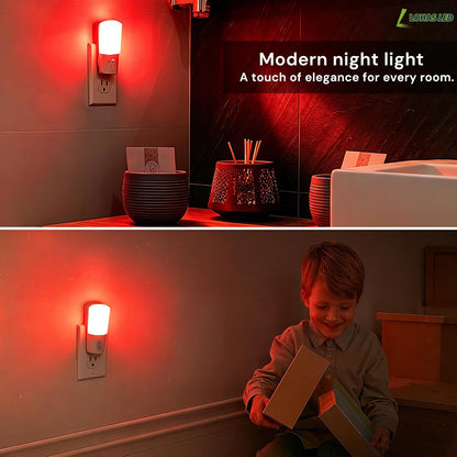 LOHAS-LED Amber Night Light, Dimmable Plug in Night Light with Light Sensor, Yellow Kids Nightlights, 5-80LM Sleep Light for Nursery, Bedroom, Bathroom, Hallway, Stairway, 2Pack