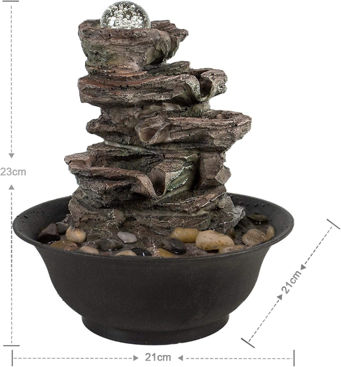 Ferrisland Tabletop Water Fountain, Zen Meditation Indoor Waterfall Fountain, Heart Shape Decoration with LED Light for Home Office Bedroom Relaxation Decor, Gift Ideas