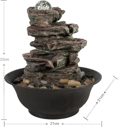 Ferrisland Tabletop Water Fountain, Zen Meditation Indoor Waterfall Fountain, Heart Shape Decoration with LED Light for Home Office Bedroom Relaxation Decor, Gift Ideas