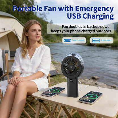 BQSS Handheld Misting Fan Portable for Travel Home Office Outdoor, White