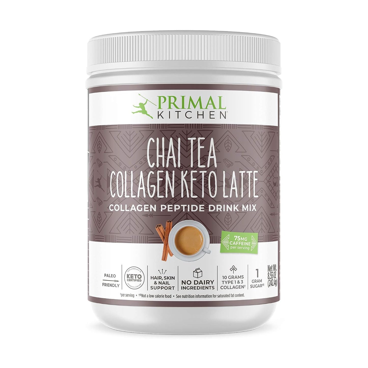 Primal Kitchen Matcha Collagen Keto Latte Powder, Sugar-Free Collagen Peptides, 9.33 Ounces