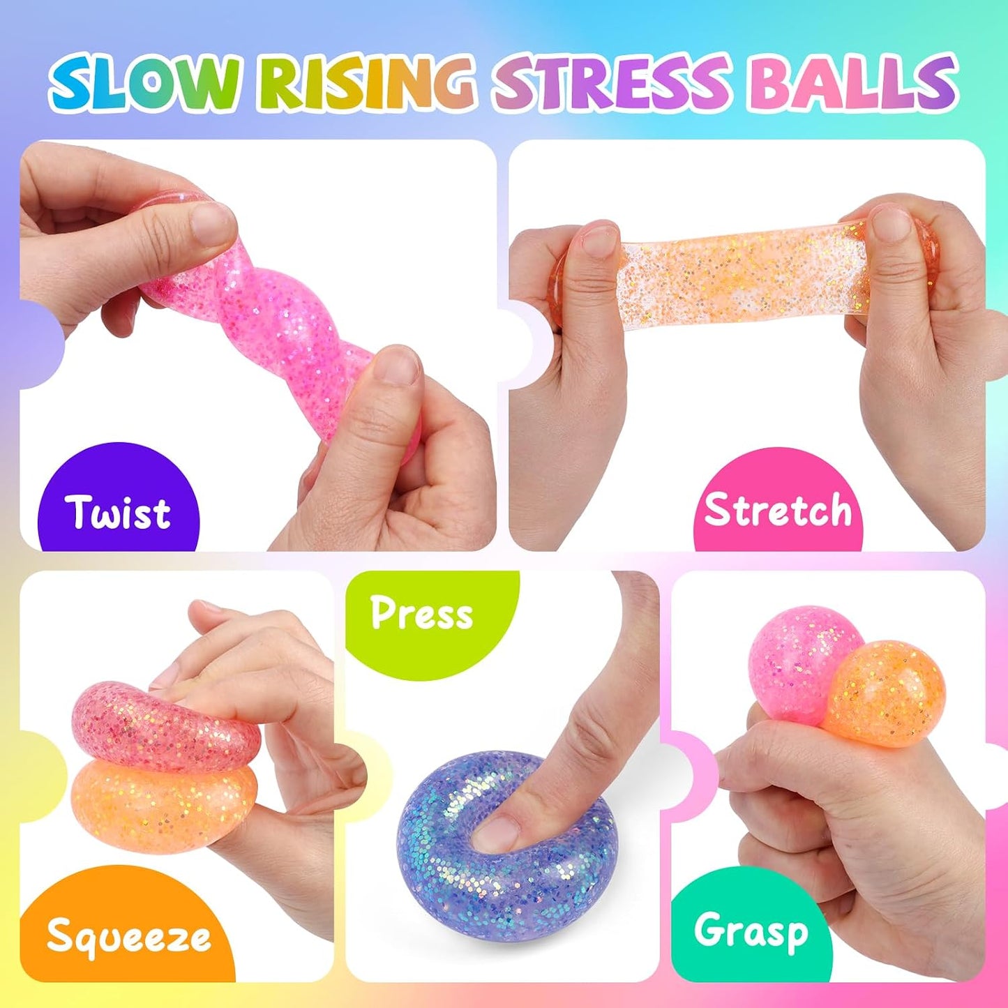 VESPRO 12 Pack Fidget Stress Balls for Adults, Cute Octopus Stress Sensory Stress Ball, Bulk Squishy Squeeze Ball Toys Set for Classroom Prizes and Birthday Party Favors