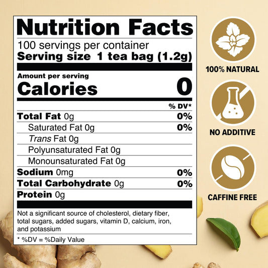 VAHDAM Ginger Tea (100 Teabags) Caffeine Free Herbal Tea |Value Pack