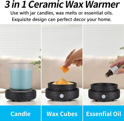 nawaza Ceramic Wax Melt Warmer Fragrance, 3 in1 Electric Candle Wax Warmer, Scented Wax Melt Wax Cubes Melter Fragrance Warmer for Home,Office, Birthday Gifts for Women Mom(White-01)