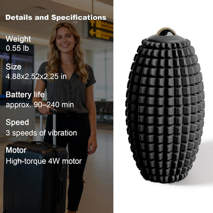 HODEMI Vibrating Massage Ball Roller with Rolling Head, 3 Speeds, Black