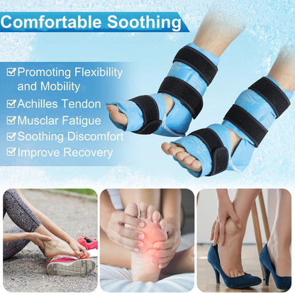 Relief Expert Ankle Ice Pack Wrap – Reusable Cold Gel Pack for Foot and Heel, Dual-Sided Design with Soft Plush Lining, Flexible Cold Compress for Achilles and Ankle Support, Blue