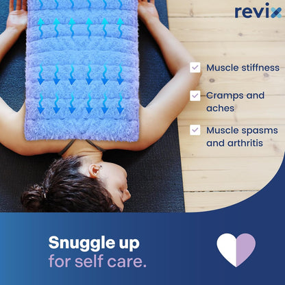 REVIX Extra Large Heating Pad Microwavable for Back with Moist Heat, Microwave Heated Wrap for Full Back, Neck Shoulder and Muscles, Rose Velvet XXL Rice Bean Bag
