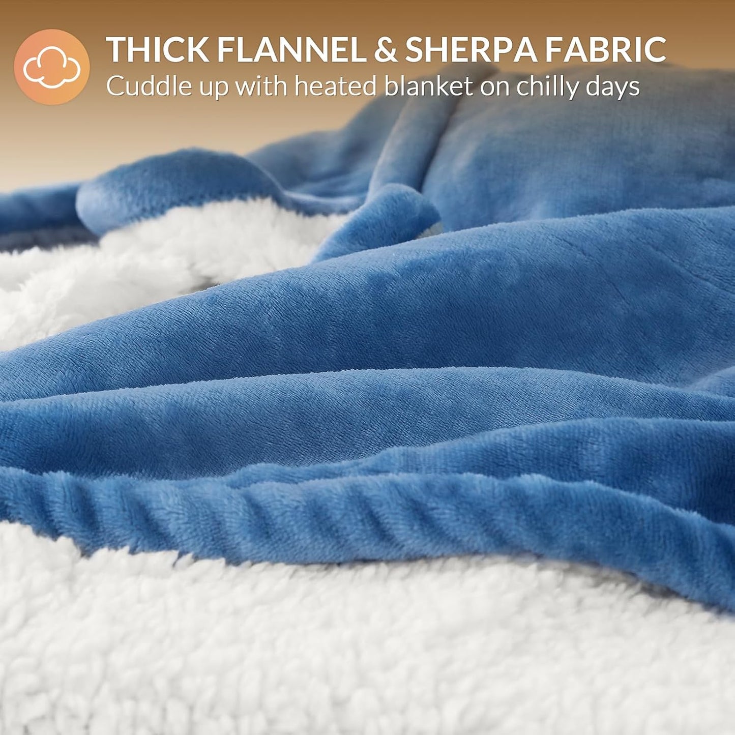 HOMLYNS LuxeHeat Heated Blanket Electric Blanket, Soft Flannel Sherpa Heated Throw, Heating Blanket with 5 Heat Settings, 3 hrs Timer Auto Shut Off (50x60 inches, Purple), Only for 120V Voltage Use