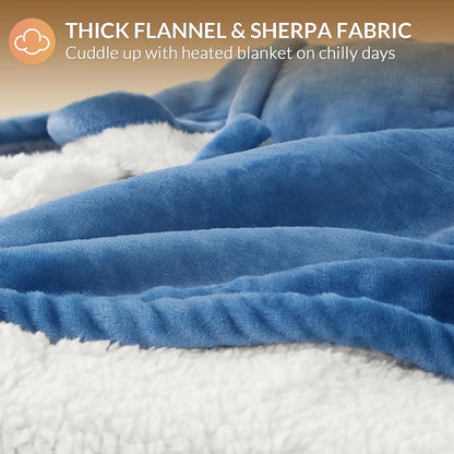 HOMLYNS LuxeHeat Heated Blanket Electric Blanket, Soft Flannel Sherpa Heated Throw, Heating Blanket with 5 Heat Settings, 3 hrs Timer Auto Shut Off (50x60 inches, Purple), Only for 120V Voltage Use