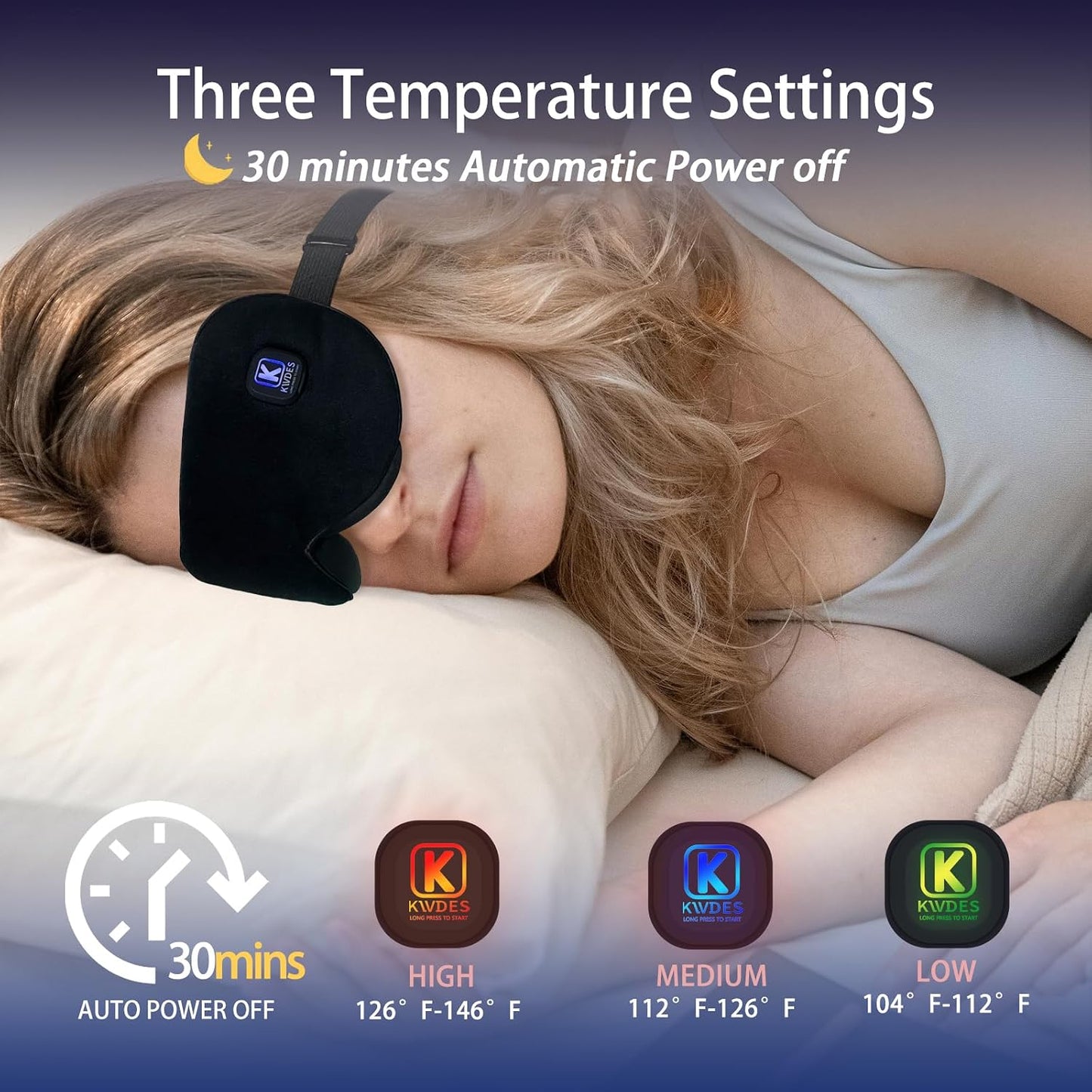 Cordless Heated Eye Mask Rechargeable Warm Compress for Sleep Travel