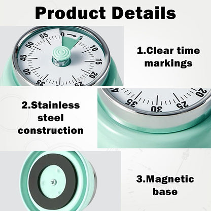 60-Minute Magnetic Visual Timer, Silent Operation and No Battery Needed, Time Management Tools for Kitchen, Homeschool Desk, Office Meetings & Home Learning Timer (Green)