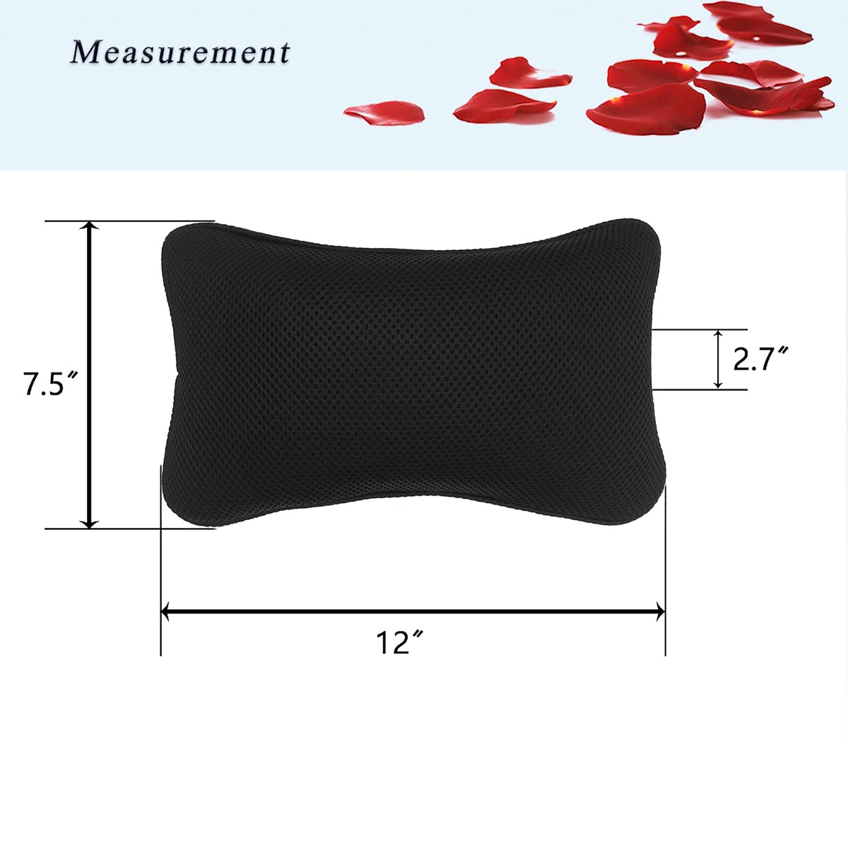 Bathtub Pillow, Non Slip, Breathable Soft, Comfortable Head Neck Support, Machine Washable, 2 Large Suction Cups (White)