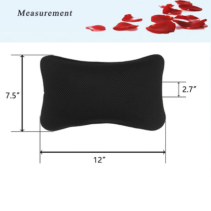 Bathtub Pillow, Non Slip, Breathable Soft, Comfortable Head Neck Support, Machine Washable, 2 Large Suction Cups (White)
