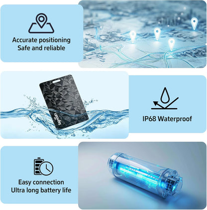 Wallet Tracker Card for iOS & Android,Ultra-Thin IP68 Waterproof