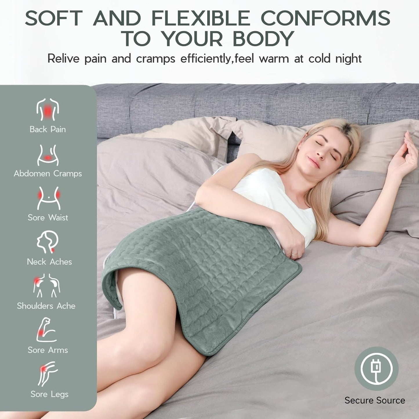 Heating Pad for Period Cramps, Heating Pad for Back/Neck/Shoulder Muscle Pain, 6 Heating & 4 Timer Setting, Auto Shut Off, Dry/Moist Heat & Machine Washable, Birthday Christma s Gifts for Women Mom