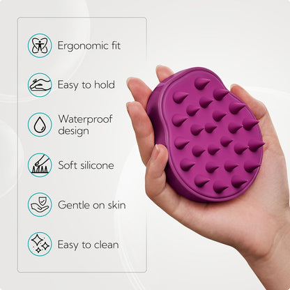 HEETA Hair Scalp Massager Shampoo Brush 2 Pack, Soft Silicone Bristles to Remove Dandruff, Waterproof Hair Scrubber for Both Wet Dry Use, Suitable for Men & Women (Green & Black)