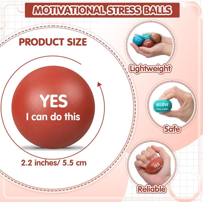 Liliful 100 Pcs Motivational Stress Balls Bulk Inspirational Squeeze Balls for Adults Anxiety Relief Fidget Toys Office Employee Gifts Classroom Rewards 2.2 Inch (Bright Colors)