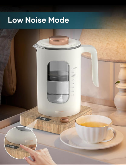 INTASTING Electric Tea Kettle, Electric Kettle with Tea Infuser, ±1℉ Knob Temperature Control, BPA-Free Glass, 1200W Fast Heating, Easy to Clean, 1 Liter (Dark Gray)
