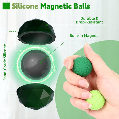Silicone Magnetic Balls, Fidget Toys Adults, 4PCS Stress Balls Sensory Toys for Autism and ADHD, Quiet Office Desk Fidgets Magnet Gadgets Anxiety Relief Items Fun Gifts
