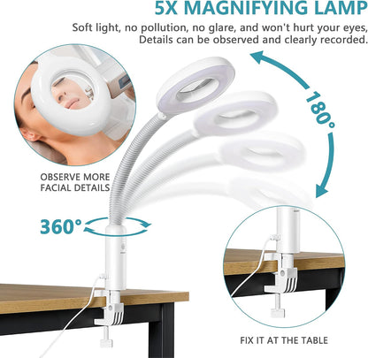 Nova Microdermabrasion Professional 2 in 1 Facial Steamer for Face Deep Cleaning Ozone Face Steamer with 5X Magnifying Lamp Hot Mist Function for Salon Spa Home Beauty Equipment