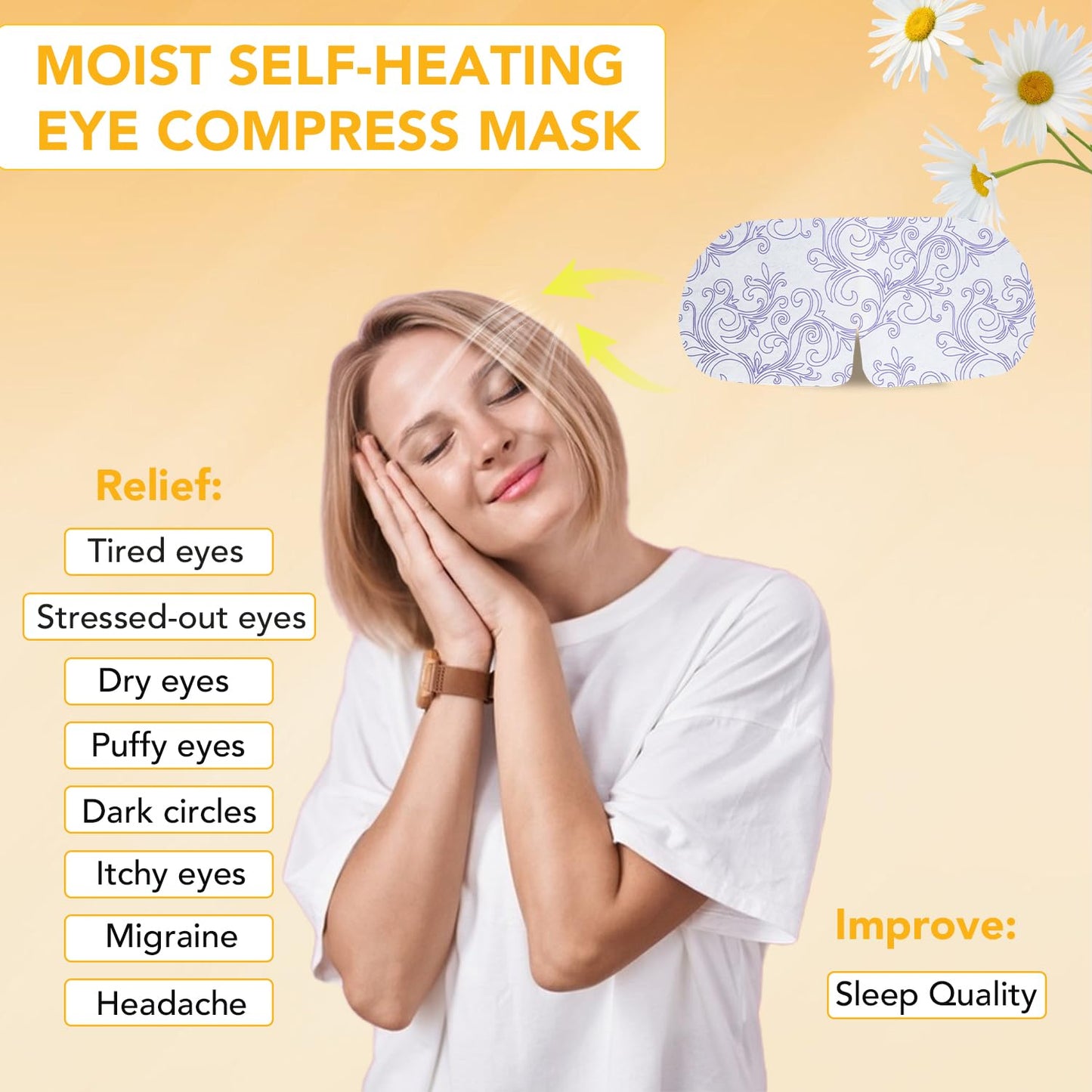 XPCARE 48 Pack Steam Eye Masks for Dry Eyes, Self Heated Steam Warm Eye Mask, Disposable Heated Eye Mask for Dark Circles, Puffy Eyes, Relief Stress Eye Fatigue（Lavender）