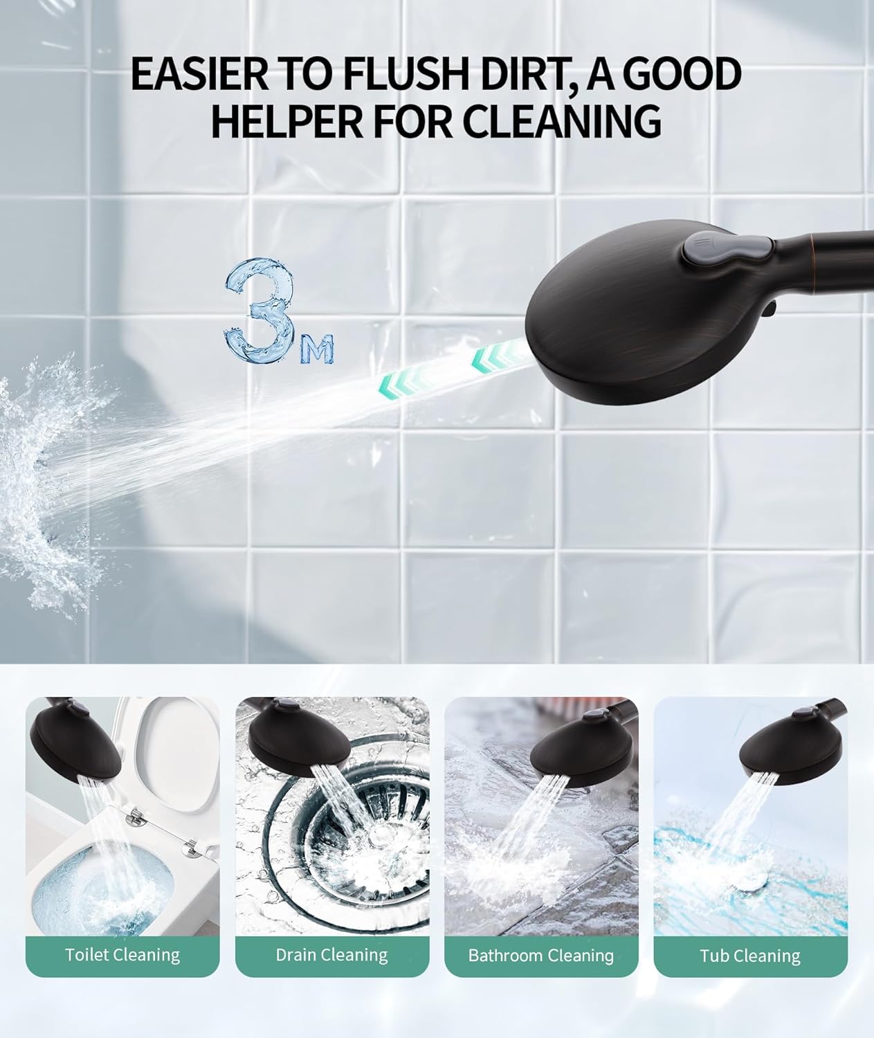SR SUN RISE Filtered Shower Head with Handheld High Pressure 9 Spray Mode Showerhead Detachable Shower Head Water Softener Filters Beads for Hard Water Remove Chlorine 1 Filter Chrome